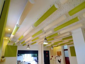 Baffles & objets acoustiques - Baffles & objets Baffles Absorber Rondo color posée au plafond par suspension